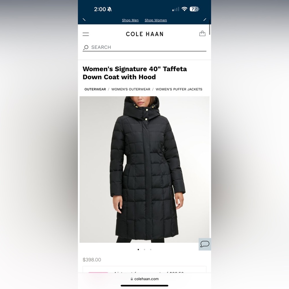 Women's Signature 40" Taffeta Down Coat with Hood